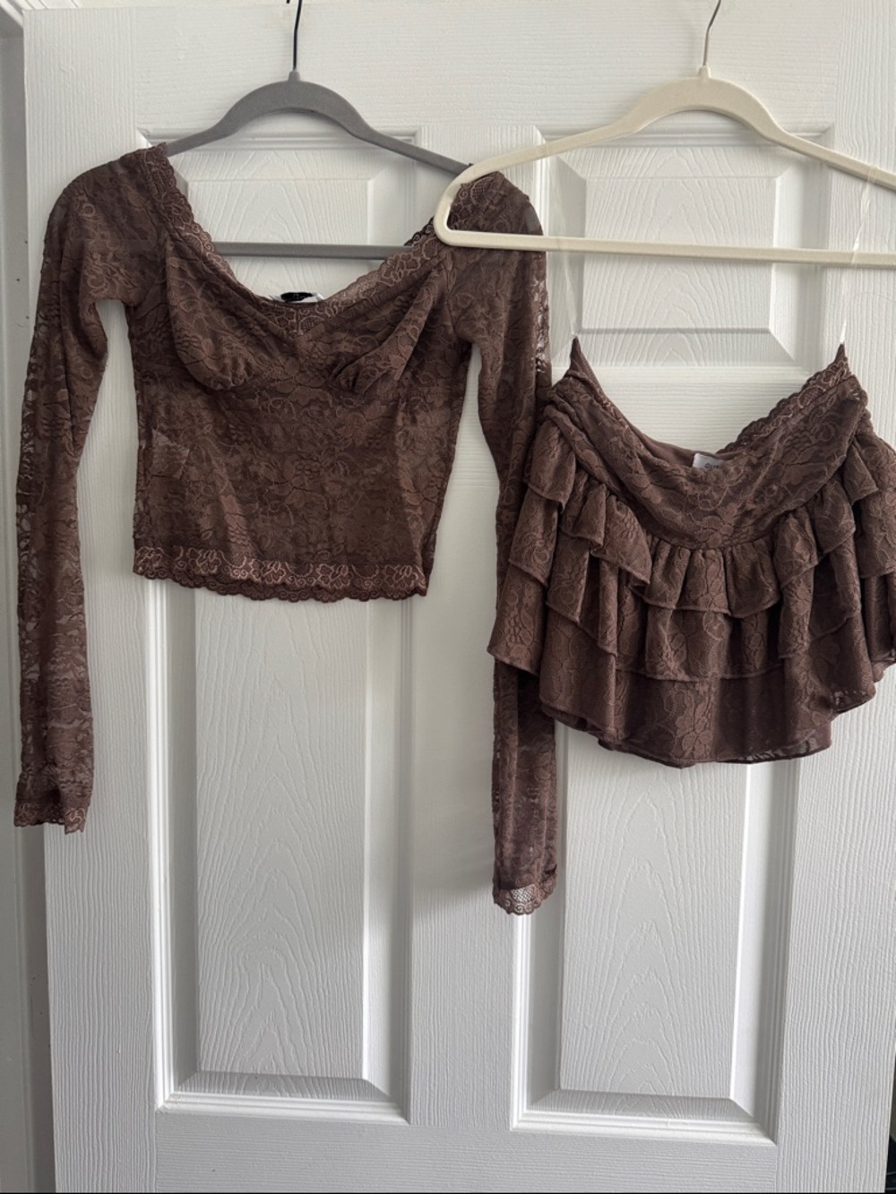 Outcast Ruffled Mini Skirt in Brown